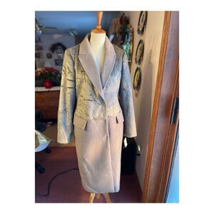 Karen Millen Long Coat Grey Wool Contast Faux Fur Upper Sz 10